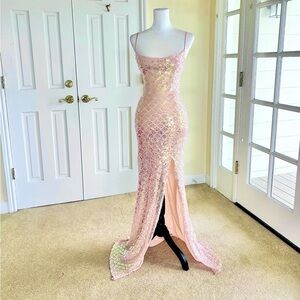 Iridescent Mermaid Pink/Gold Special Occasion Evening Dress - Size 7
